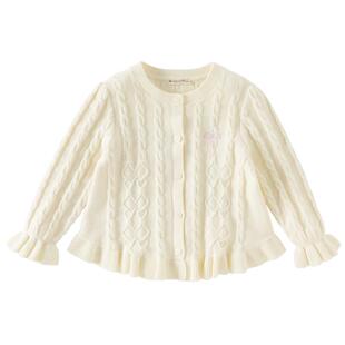 戴维贝拉儿童毛衣开衫2026春装新女童中大童长袖针织上衣纯棉外套