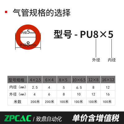 PU气管6气bK5V9FDX线m气泵压空机高压8气动软管E压缩空气气管/10/