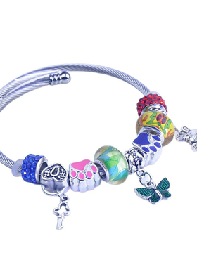 潘家风格蝴蝶熊掌可拆卸开口手镯