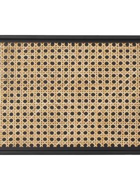 镂空复古藤条新中式风样板间托盘