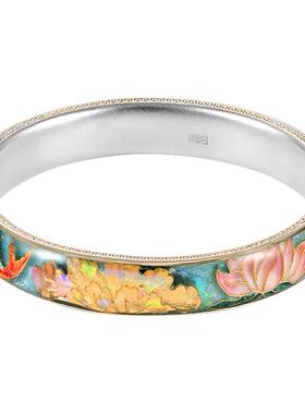 银千造锦鲤戏莲足银999手镯