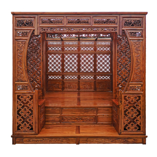 印尼酸枝金花梨木千工拔踏步床架子床中老式床古典仿古代月洞床