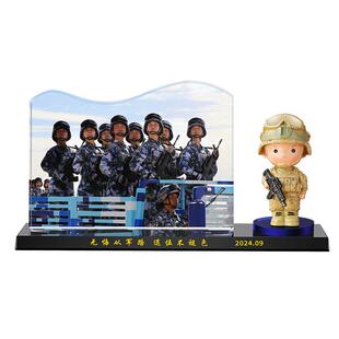 照片定制定做送战友树脂老兵士兵退伍摆件兄弟八一军人留念纪念品
