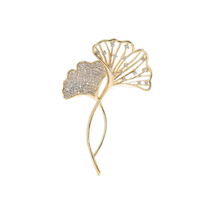 银杏叶胸针高档女款奢华气质胸花时尚精致别针大衣西装小香风配饰