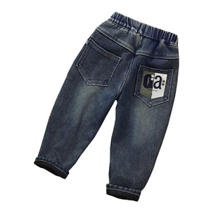 男童加绒牛仔裤秋冬款儿童裤子中小童装男孩休闲裤宝宝童装一体绒