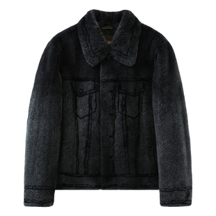 【SANHEER】哥本哈根紫标水貂印花工艺桑蚕丝内里皮草外套 DAL136