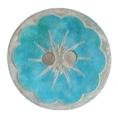 哑光贝壳松石蓝雪绒花图案纽扣