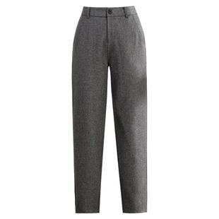 清仓秋冬灰色羊毛呢子烟管女裤2025新款加厚高腰哈伦裤休闲九分裤