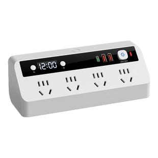 智能时钟插座电竞桌面插排多插位带USB快充插线板多功能学生插板