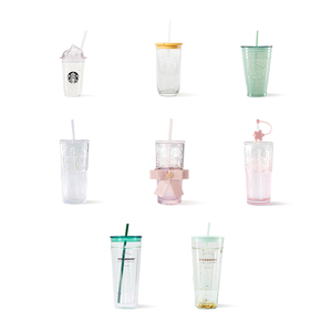 星巴克杯子清透吸管杯合集高颜值大容量玻璃随手杯办公水杯