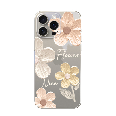 桔子猫苹果透明油画花朵手机壳