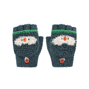 KK树儿童手套写字秋冬季宝宝半指保暖男童女孩五指翻盖小学生冬天