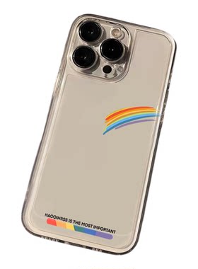 透明iPhone手机壳彩虹图案青春活力风保护套适用苹果17promax/16/15/14plus/13/12mini/11/xr/xs/7/8超薄6s女