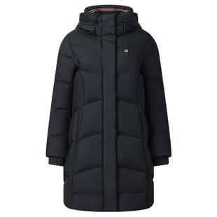 FILA 斐乐官方女士中长款羽绒服2025冬新款基础休闲保暖连帽外套