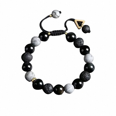 几何火山石黑曜石手链