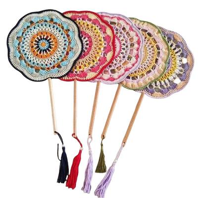 手工钩织立体团扇铁框DIY古风汉服扇子新娘婚扇骨架半成品圆形扇