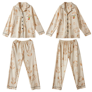 青少年情侣睡衣秋冬季纯棉布料100卡通时尚2026秋冬款加厚家居服