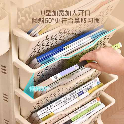 多层学生桌边可移动书架便携滚轮简易书本置物架收纳多功能分层
