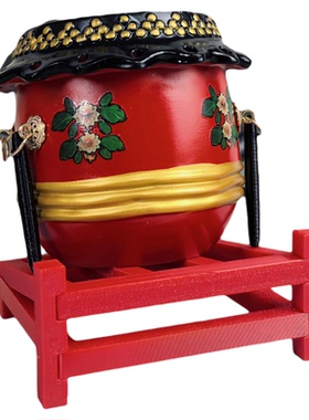 南狮鼓红色树脂桌面摆件