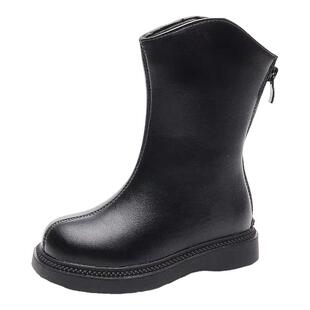 女童长筒靴2025秋冬季新款儿童单靴宝宝公主皮靴小女孩中筒靴加绒