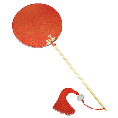 长柄红色舞蹈扇子探清水河