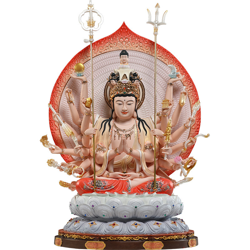 微美陶瓷千手千眼观音供奉摆件