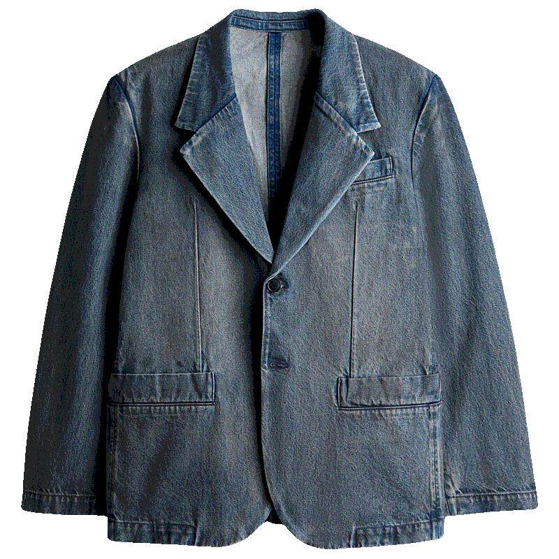 HM男装西服夏季休闲宽松版牛仔休闲通勤时尚外出正装外套1272872