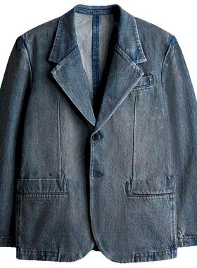 HM男装西服夏季休闲宽松版牛仔休闲通勤时尚外出正装外套1272872