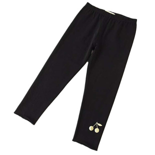 断码清仓 女童樱桃打底裤精梳棉薄款裤子可单穿皮筋腰带欧美9分