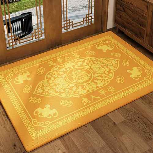招财催运土黄色入户门地垫公司乔迁金色地毯耐脏朝西对门家用脚垫