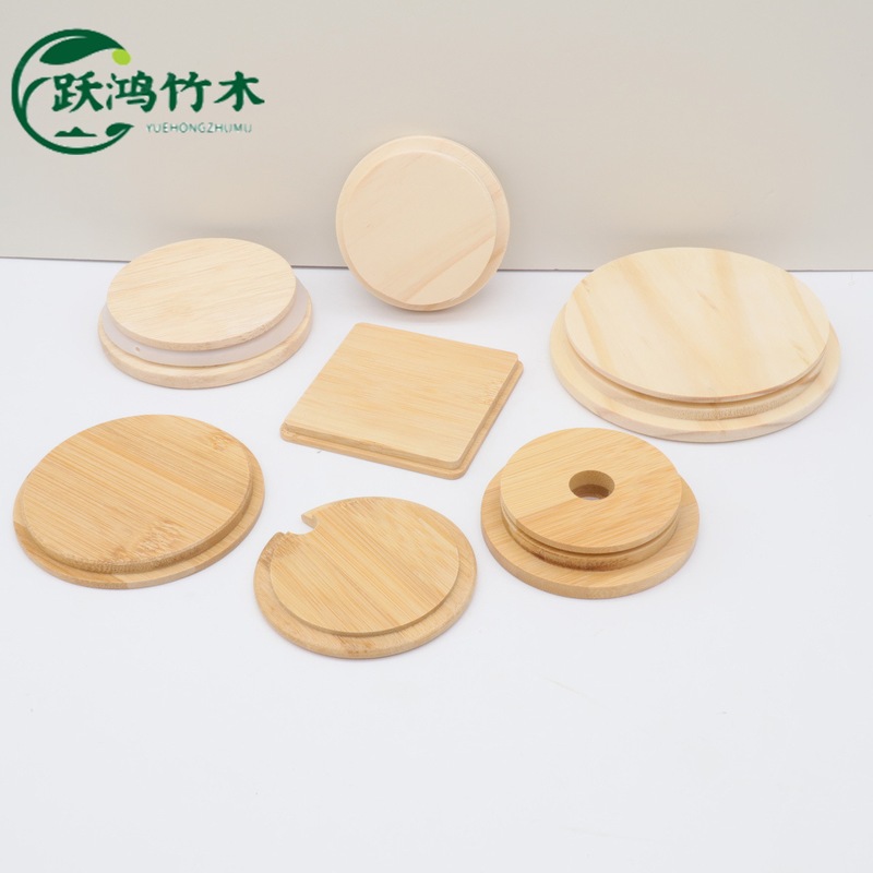 批发实木硅胶圈密封盖 竹木玻璃杯盖 木质香薰盖榉木底座logo