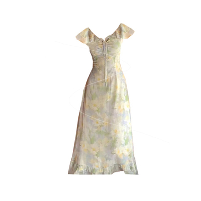 茶歇法式高级感甜美碎花连衣裙