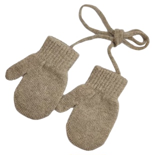 内蒙古婴幼儿男女儿童纯羊绒糖果色宝宝包指挂脖连指保暖方便手套