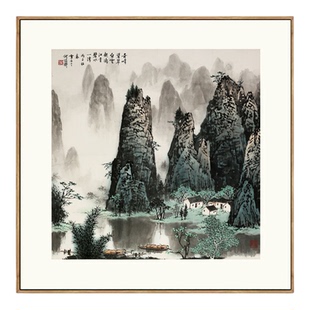 画境白雪石千峰竞秀图山水画水墨画挂画仿古画名人字画中式玄关装