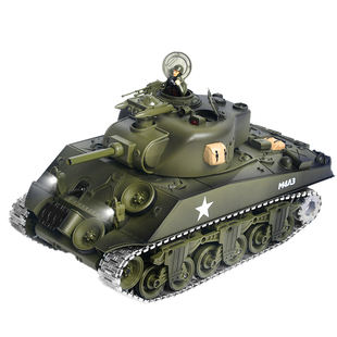 谢尔曼M4A3遥控坦克可开炮冒烟电动履带式儿童男孩越野车玩具模型