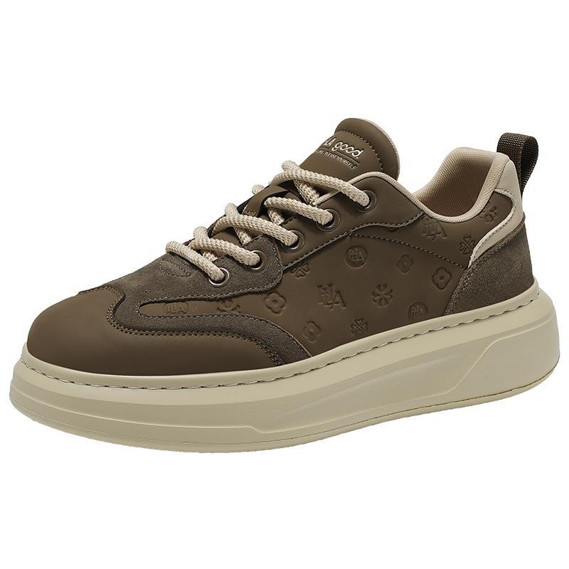 海澜之家男鞋2025新款秋季厚底增高防滑皮面板鞋男士时尚休闲潮鞋