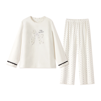 BE轻甜蝴蝶结海岛绒睡衣新品女