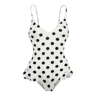 walkingChic泰国黑色连体泳衣女遮肚子性感显瘦露背裙边冲浪泳装