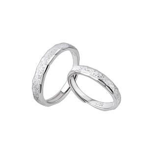 S999纯银星河情侣戒指小众素圈异地恋轻奢男女高级食指对戒指环