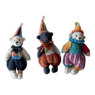 [含视频可跟织]棒针马戏团小奶熊材料包羊毛编织玩偶DIY挂件礼品