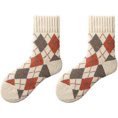 PRIMEET居家女款菱形格中筒袜