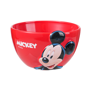迪士尼米奇米饭面碗儿童过年新年本命年红色结婚乔迁陶瓷餐具家用