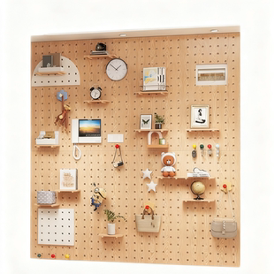 实木洞洞板定制墙面置物架装饰隔板置物架收纳架墙面桌面书架桌面