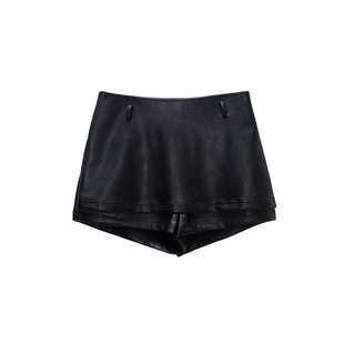 月影集黑色皮裤短裤女秋冬外穿打底高腰显瘦休闲修身pu皮包臀裙裤