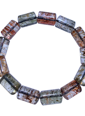 天然黑金超桶珠手链饰品情侣礼物