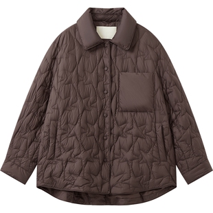 播商场同款短款几何绗缝羽绒服女冬新款宽松鹅绒外套BDS4RD3151