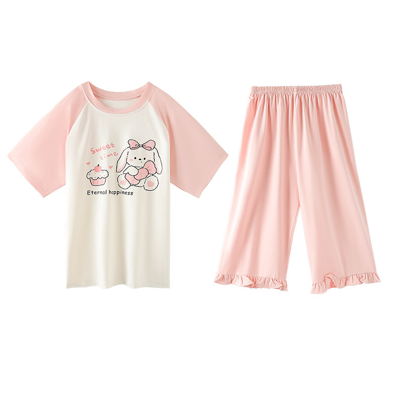 猫人儿童夏季纯棉家居服套装
