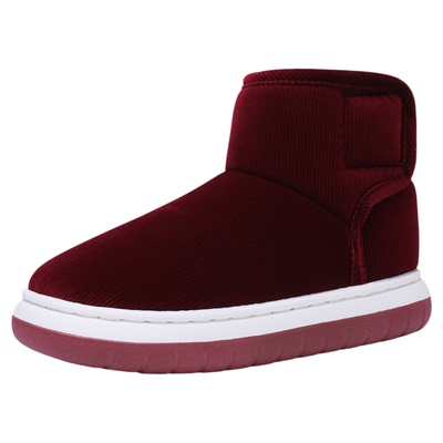 冬季男女款高帮保暖棉鞋加厚毛绒居家外穿中老年人防滑包跟棉拖鞋