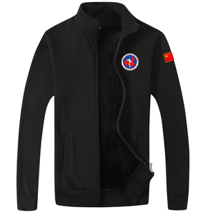 秋冬野营狼头虎头中国龙标国旗工装外套搏击武术标志立领拉链卫衣