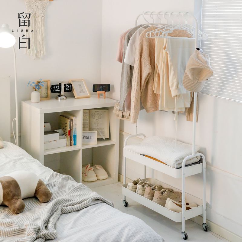 7T留白宿舍衣帽架卧室落地移动房间可挂衣架置物架小型简易晾收纳